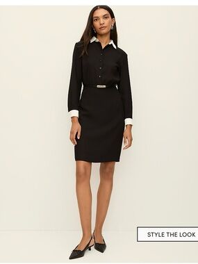 Ann Taylor Women’s Black Belted Sheath Shirt Dress